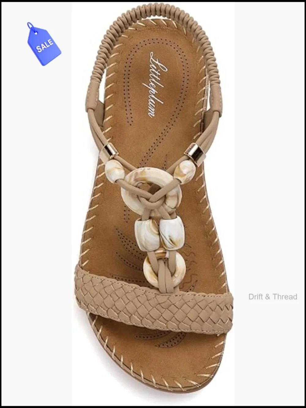 Women's Flat Sandals, Arch Support, Bohemian Braided, Comfort Walking